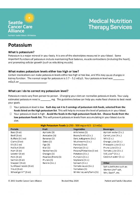 picture Foods High In Potassium Pdf 134942 | Potassium Scca