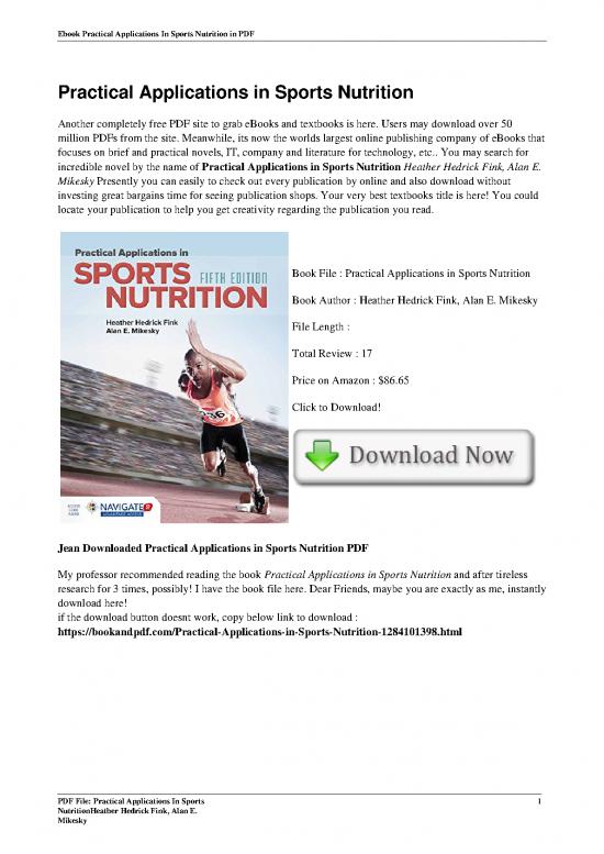 picture Nutrition Pdf Id 134858 | Practical Applications In Sports Nutrition By Heather Hedrick Fink Alan E Mikesky