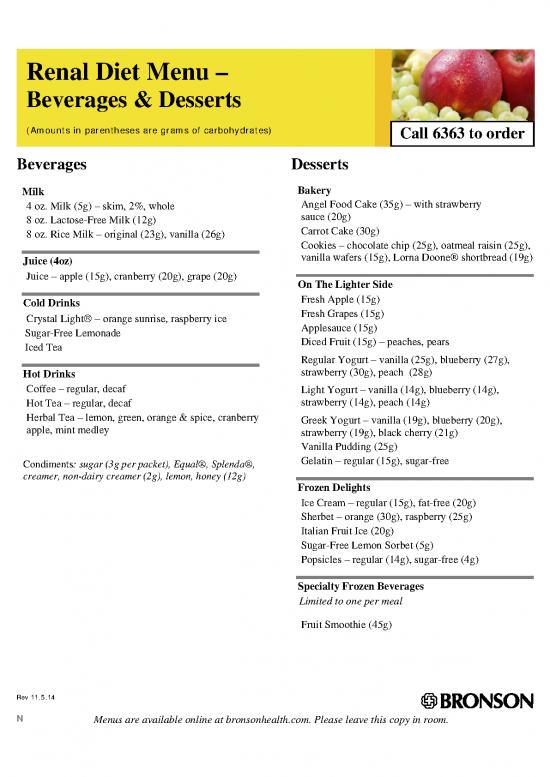 picture_Diet Therapy Pdf 133291 | Renal Diet Beverages And Desserts Menu