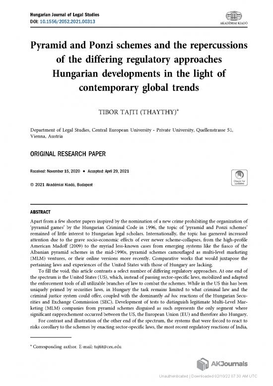 picture_1 Hungarian Journal Of Legal Studies Tajti Pyramid And Ponzi Schemes And The Repercussions Of The Di