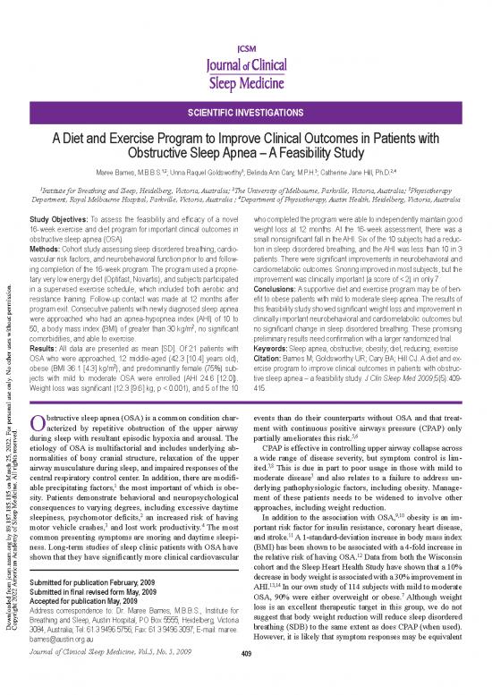 picture_A Diet And Exercise Program To Improve Clinical Outcomes In Patients With Obstructive Sleep Apnea &ndash; A Feasibility Study