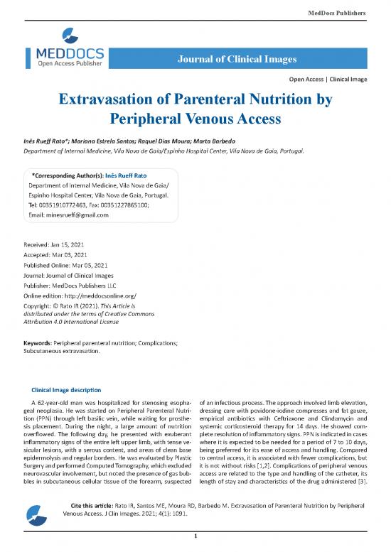 picture Peripheral Parenteral Nutrition Pdf 137570 | Extravasation Of Parenteral Nutrition By Peripheral Venous Access