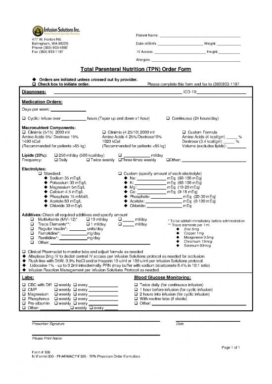 picture Nutrition Therapy Pdf 137423 | F306 Tpn Physician Order Form