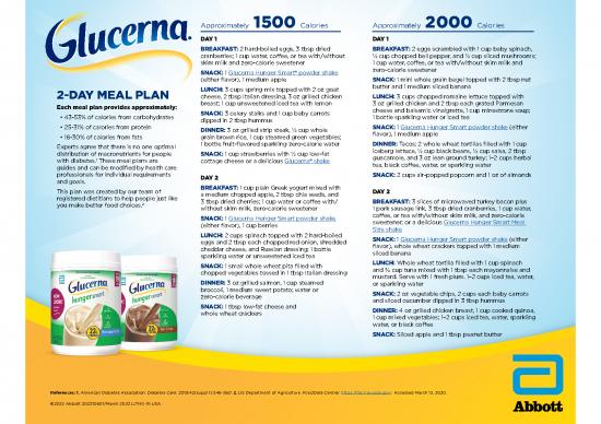 picture Calories Pdf 137948 | Glucerna Meal Plan