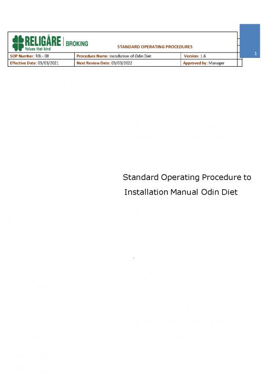 picture Diet Manual Pdf 136831 | Installation Manual Odin Diet Single Click