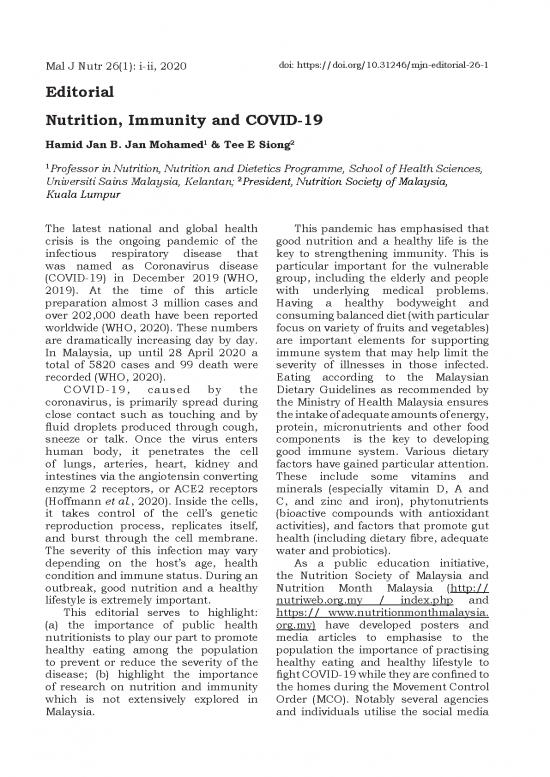 picture Healthy Nutrition Pdf 135613 | Mjn Vol 26 No 1 April 2020 (editorial Nutrition, Immunity And Covid 19) V2