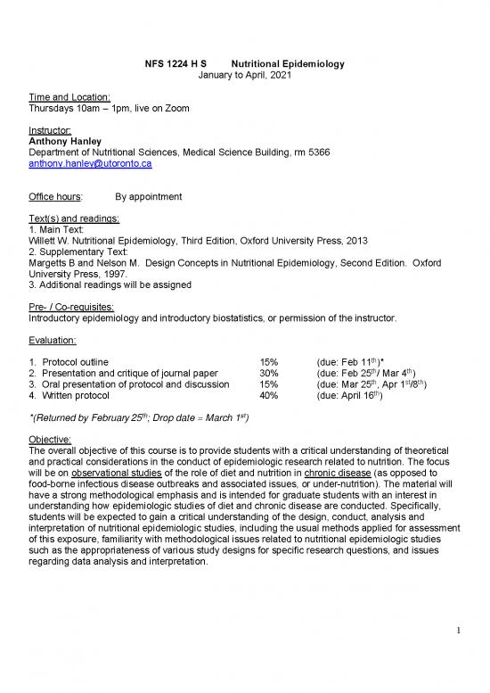 picture Nutritional Epidemiology Pdf 135590 | Nutritional Epi Course Outline 2021 Final
