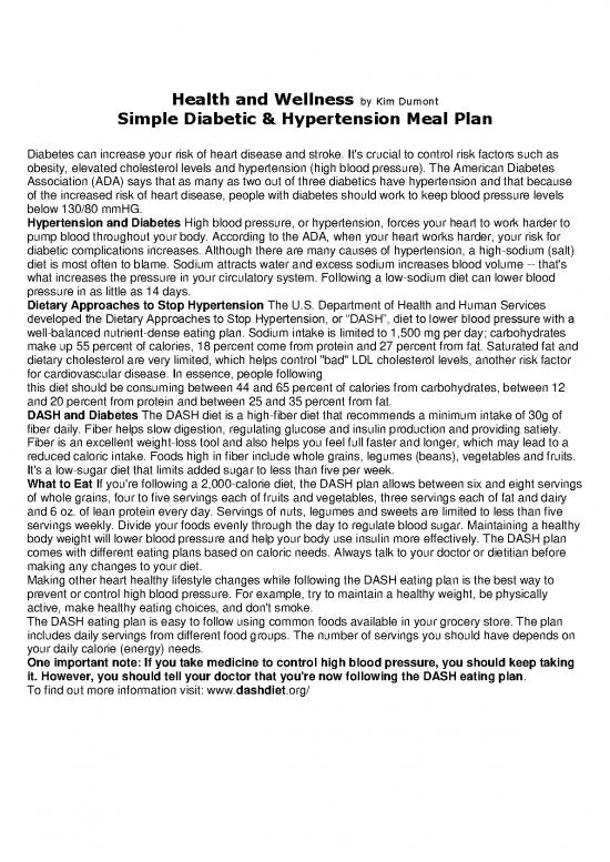 picture American Heart Association Diet Plan Pdf 137949 | Simple Diabetic Amp Hypertension Meal Plan