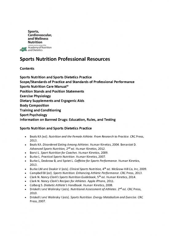 picture_Nutrition Physiology Pdf 137377 | Sports Nutrition Professional Resources March 2014