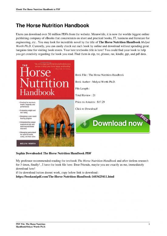 picture Nutrition Pdf Id 137944 | The Horse Nutrition Handbook By Melyni Worth Phd