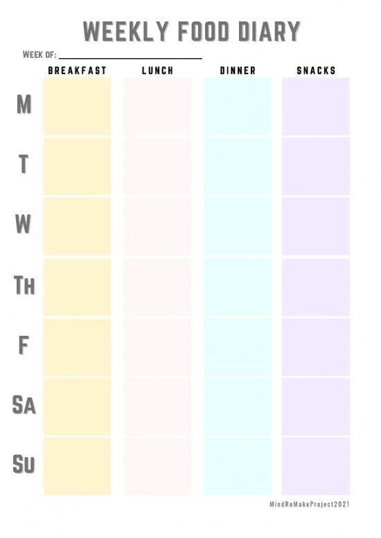 picture Weekly Food Diary Pdf 137998 | Weekly Food Diary 1