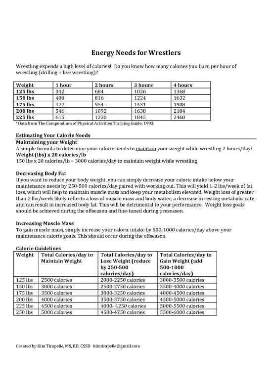 picture_Calories Pdf 136793 | Wwf Nutrition Tip Energy Needs For Wrestlers
