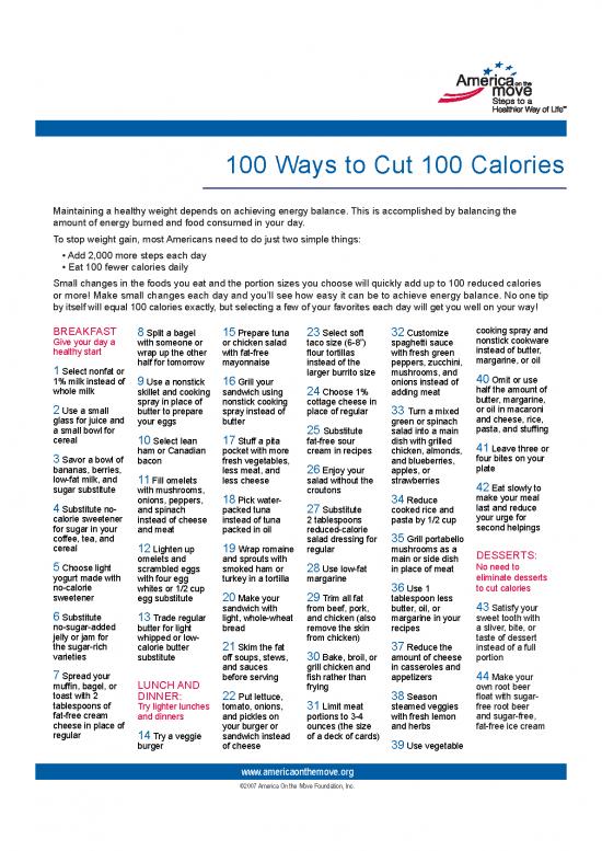picture1_Calories Pdf 139855 | 100 Waystocut100calories