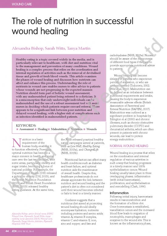 picture1_Understanding Healthy Eating Pdf 138850 | 2018 Bishop A Witts S Martin The Role Of Nutrition In Successful Wound Healing Jcn