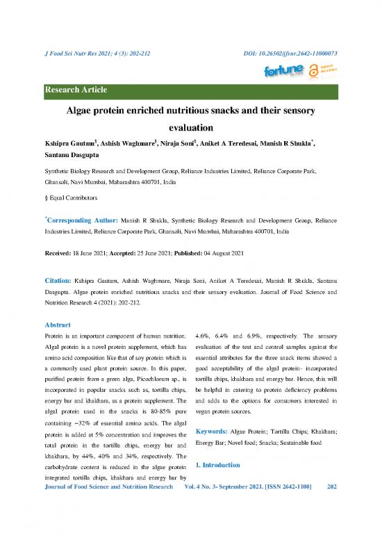picture1_The Science Of Nutrition Pdf Free 139876 | Algae Protein Enriched Nutritious Snacks And Their Sensory Evaluation