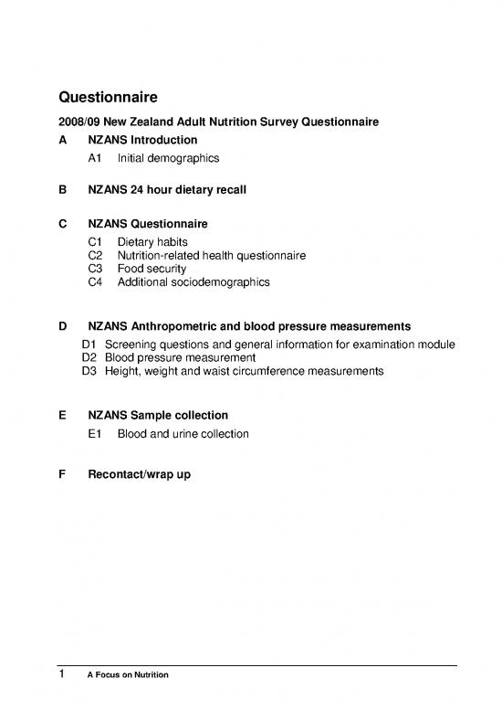 picture Dietary Recall Pdf 139406 | Ans Questionnaire