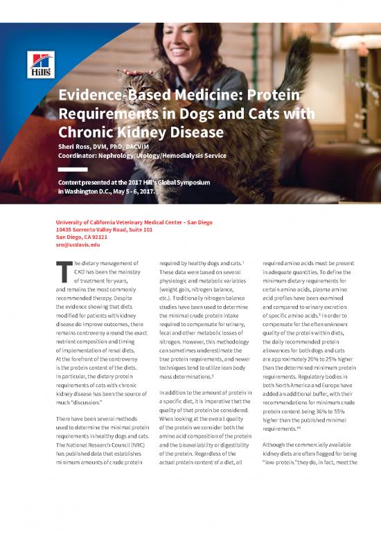 picture1_Evidence Based Medicine Protein Requirements In Dogs And Cats With Chronic Kidney Disease Proceeding