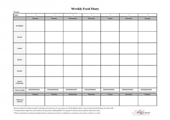 picture Weekly Food Diary Pdf 138556 | Food Log