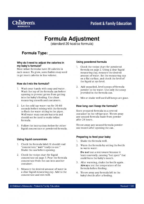 picture_Kcal Pdf 140431 | Formula Adjustment (standard 20 Cal Oz)