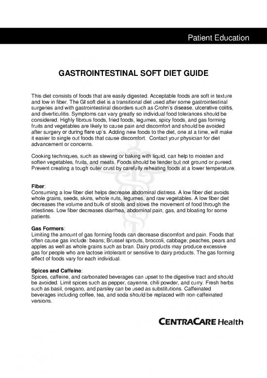 picture Diet Education Pdf 138742 | Gi Gastrointestinal Soft Diet