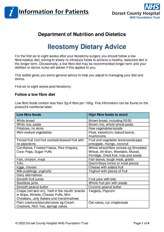 picture1_Healthy Nutrition Pdf 138844 | Ileostomy Diet Sheet March 2022