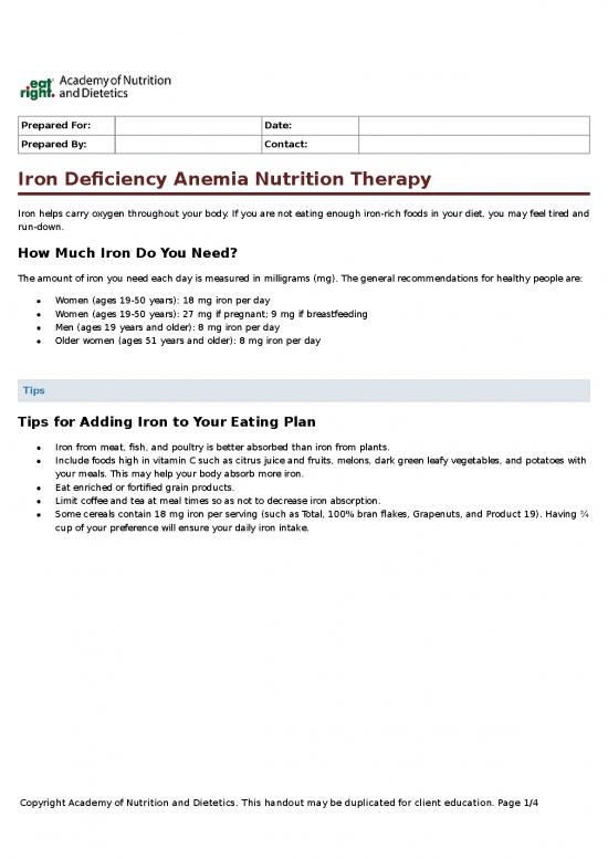 picture Anemia Diet Plan Pdf 139596 | Iron Deficiency Anemia Nutrition Therapy