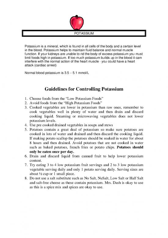 picture Foods High In Potassium Pdf 139330 | Low And High Potassium Foods