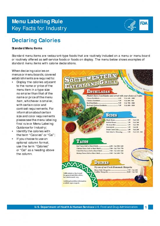 picture_Calories Pdf 139860 | Menu Labeling Key Facts For Industry Declaring Calories