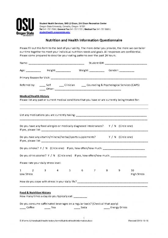picture Nutrition For Pcos Pdf 138228 | Nutrition Questionnaire