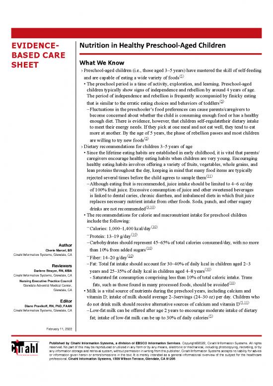 picture1_Healthy Nutrition Pdf 138986 | Nutrition Reference Center Care Sheet Nutrition In Healthy Preschool Aged Children