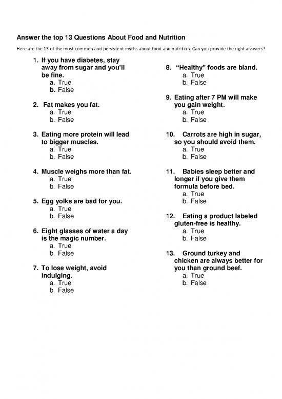 picture1_Healthy Nutrition Pdf 138891 | Nutriton Myths Quiz