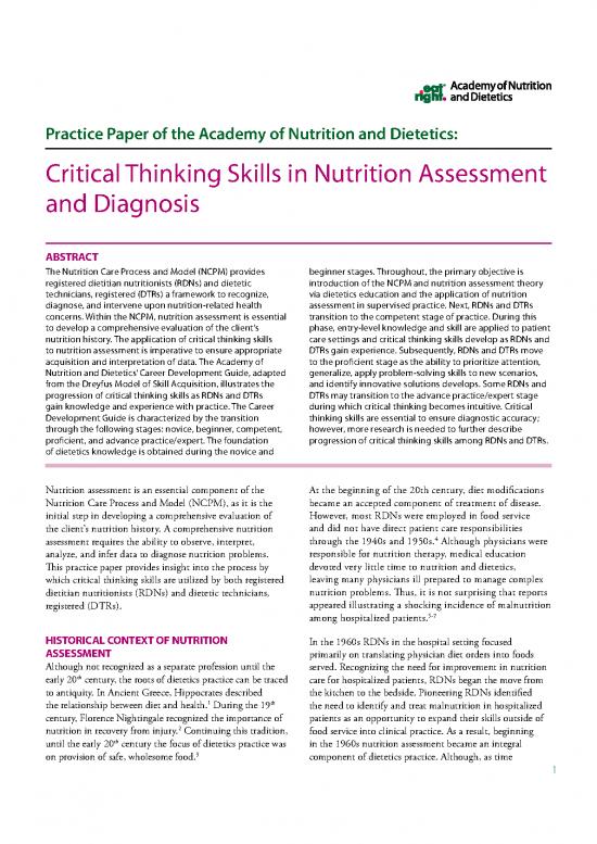 picture Applied Nutrition Pdf 138825 | Practice Paper Critical Thinking Skills In Nutrition Assessmenashx