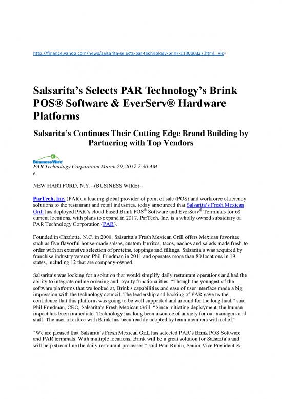 picture_Restaurant Pdf 140339 | Salsarita&rsquo;s Selects Par Technology&rsquo;s Brink Pos&reg; Software & Everserv&reg; Hardware Platforms, March 29, 2017