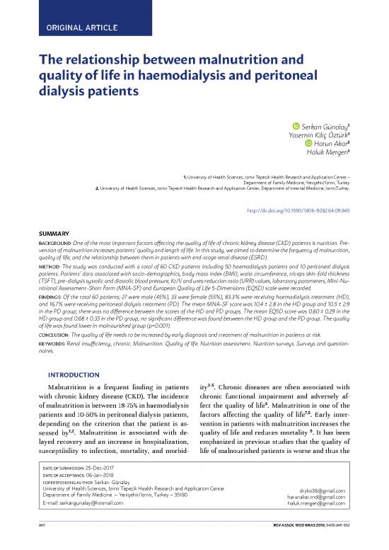 picture1_Nutrition Therapy Pdf 140082 | The Relationship Between Malnutrition And Quality Of Life In Haemodialysis And Peritoneal Dialysis Patients