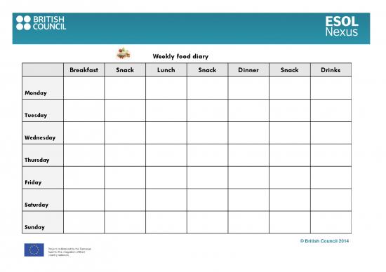 picture_Weekly Food Diary Pdf 138621 | Wellbeing British Council Food Diary Template