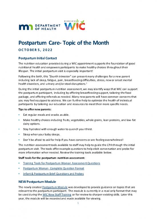 picture Postpartum Nutrition Pdf 140599 | 1005topic