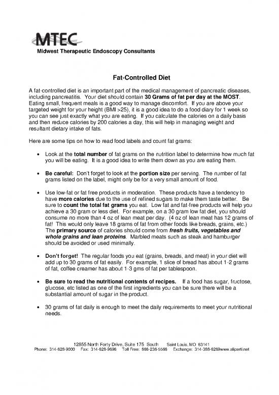 picture Food Label Template Pdf 142345 | 25gm Low Fat Diet
