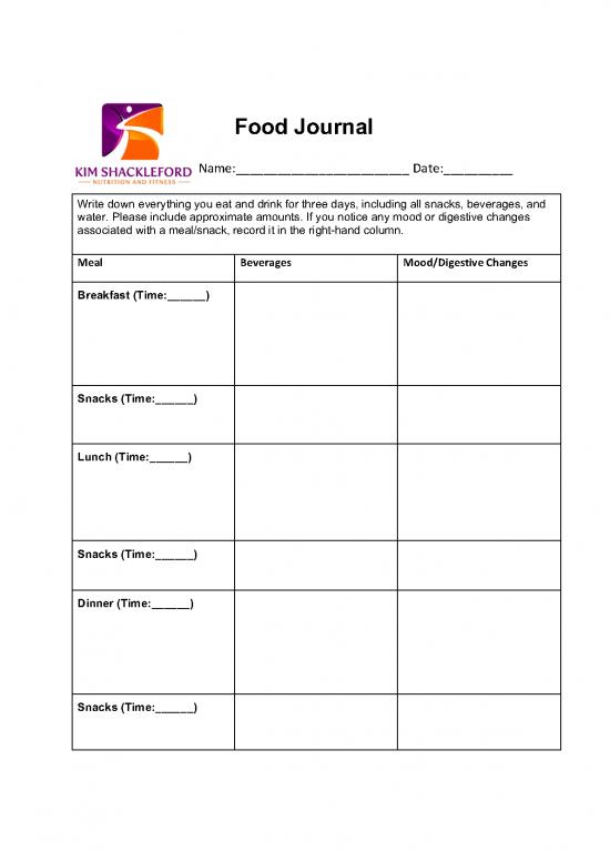 picture_3 Day Food Journal Template