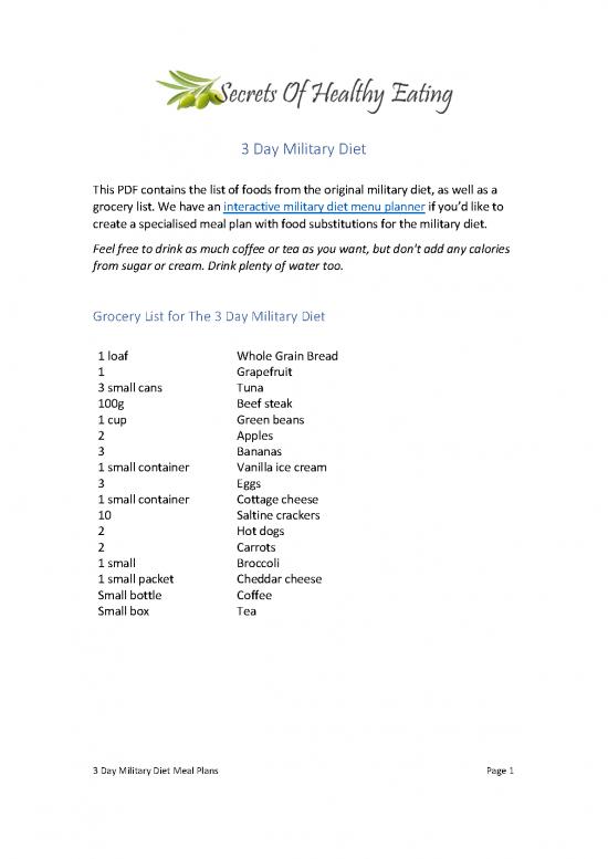 picture Military Diet Meal Plan Pdf 143148 | 3 Day Military Diet Original