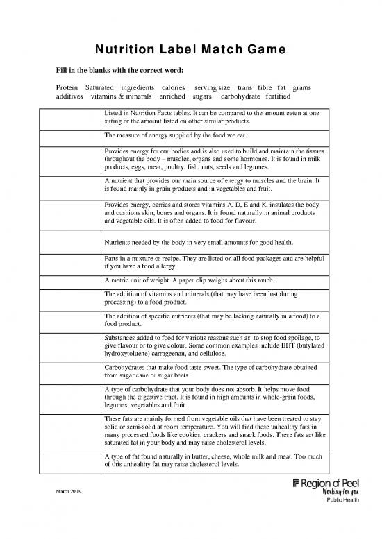 picture Vitamins In Animal Nutrition Pdf 141642 | 5 Nutrition Label Game