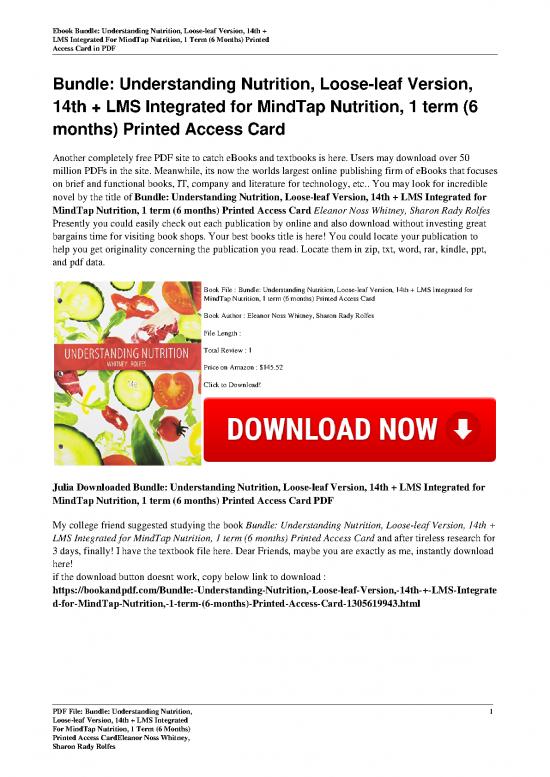 picture_Understanding Nutrition Whitney Pdf 142372 | Bundle Understanding Nutrition Loose Leaf Version 14th  Lms Integrated For Mindtap Nutrition 1