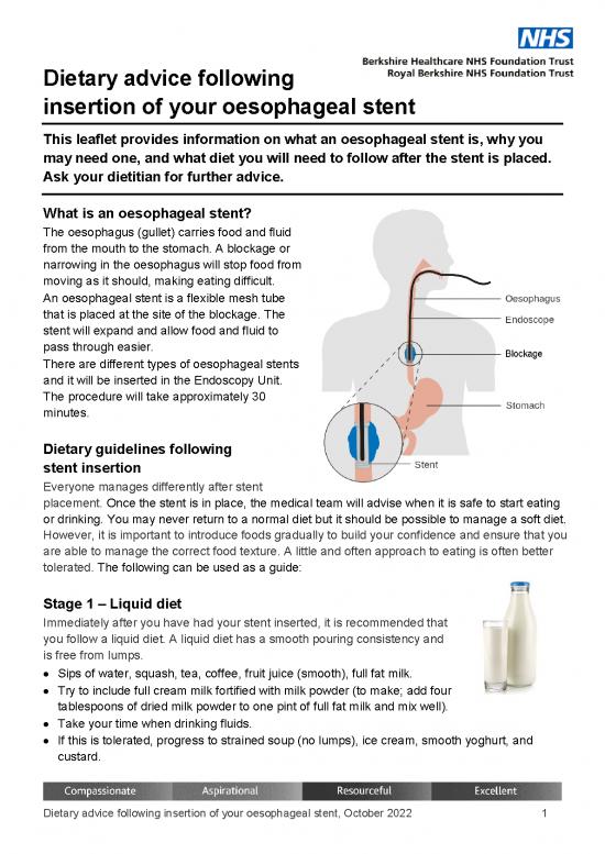 picture_Dietary Advice Following Insertion Of Oesophageal Stent Oct22