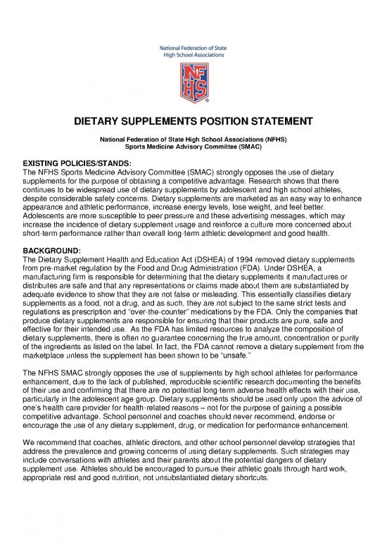 picture Dietary Supplements Market Pdf 141336 | Dietary Supplements Position Statement 2015