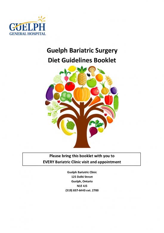picture Protein Diet Pdf 140566 | Guelph General Hospital 2018 Bariatric Surgery Diet Guidelines Booklet