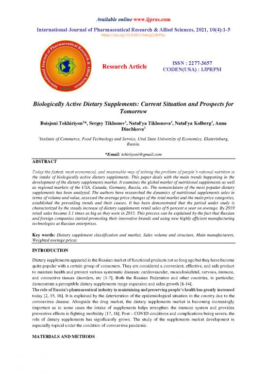 picture Dietary Supplements Market Pdf 142899 | Ijpras Vol 10 Iss 4 1 5 5065