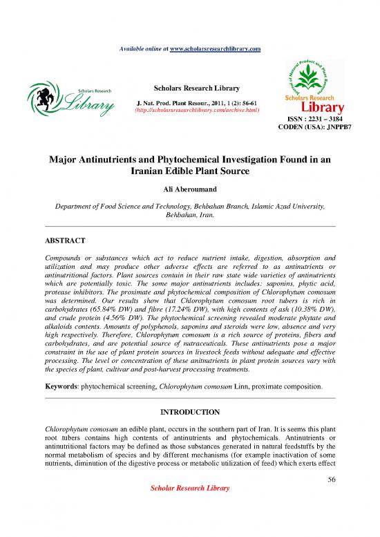 picture_Major Antinutrients And Phytochemical Investigation Found In An Iranian Edible Plant Source
