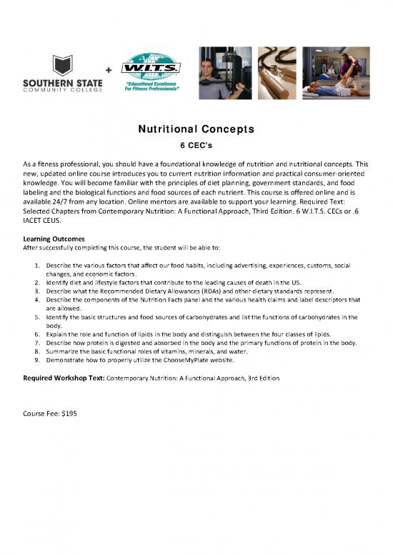 picture Functional Nutrition Pdf 142195 | Wits Course Outline Nutritional Concepts