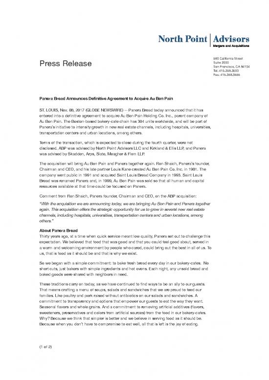 picture_Agreement Sample 145547 | 5f934253df86cd1a0f70e574 Aubonpain Press Release