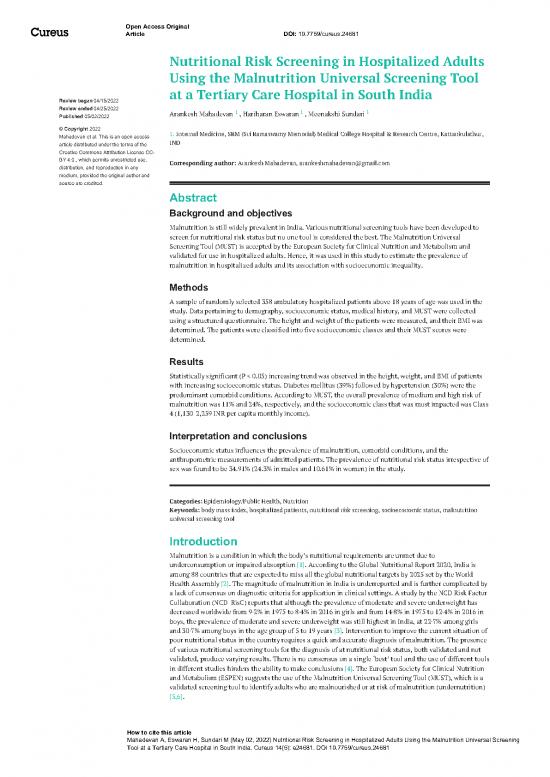 picture_Nutritional Risk Screening Tool Pdf 143388 | 93736 Nutritional Risk Screening In Hospitalized Adults Using The Malnutrition Universal Screening Tool At A Tertiary Care Hospital In South India