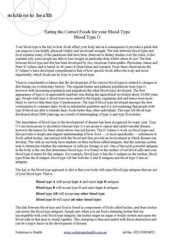 picture Food Guide Pdf 143872 | Blood Type O Diet